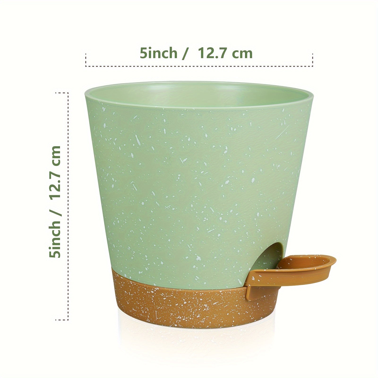 Set of 6 Modern Plastic Planters with Speckled Design Self-Watering Drainage Holes Indoor Outdoor