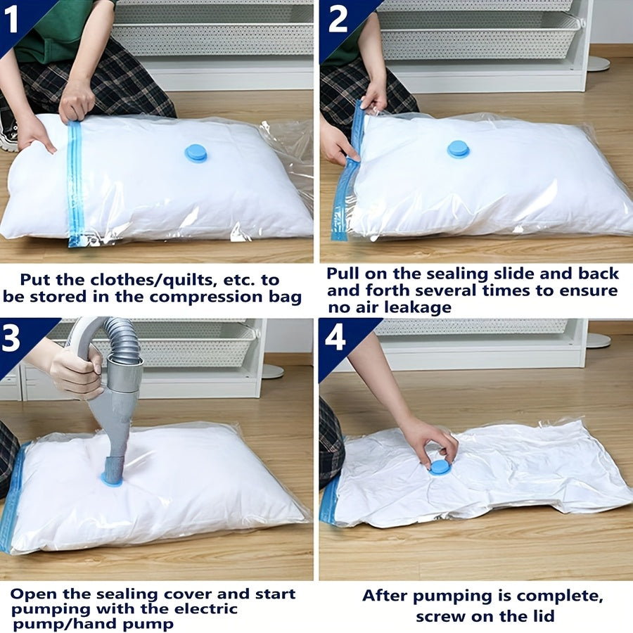 Средние вакуумные сумки для хранения путешествий с ручным насосом для одежды, одеял, покрывал, постельных принадлежностей, белые, 4 шт.