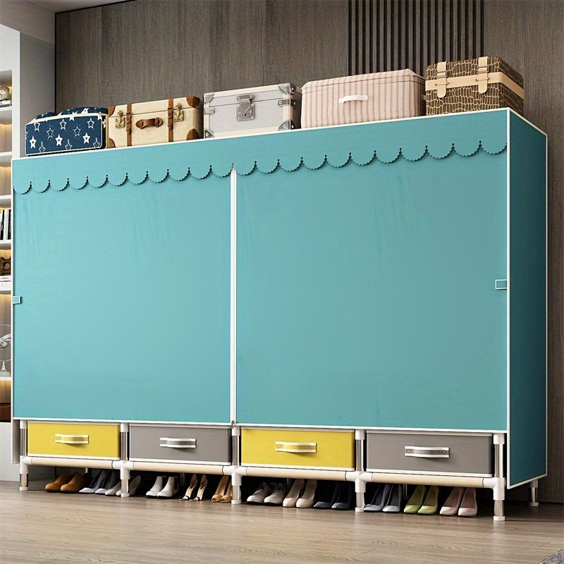 Armario de acero con 4 cajones y 4 barras para colgar ropa