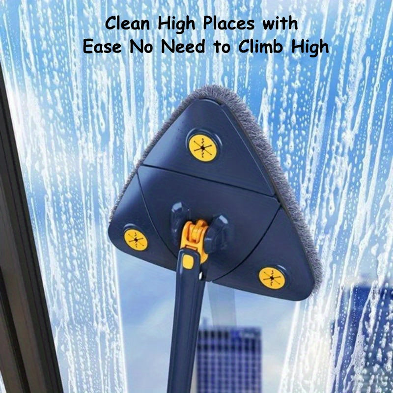 360° Rotating Triangle Mop Set for Floors Walls Glass Wet Dry Cleaning Stainless Steel Plastic