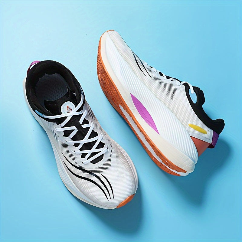 Lightweight Striped Running Shoes for Men and Women Breathable Fabric Rubber Sole Low Top Sneakers for Indoor Outdoor Sports