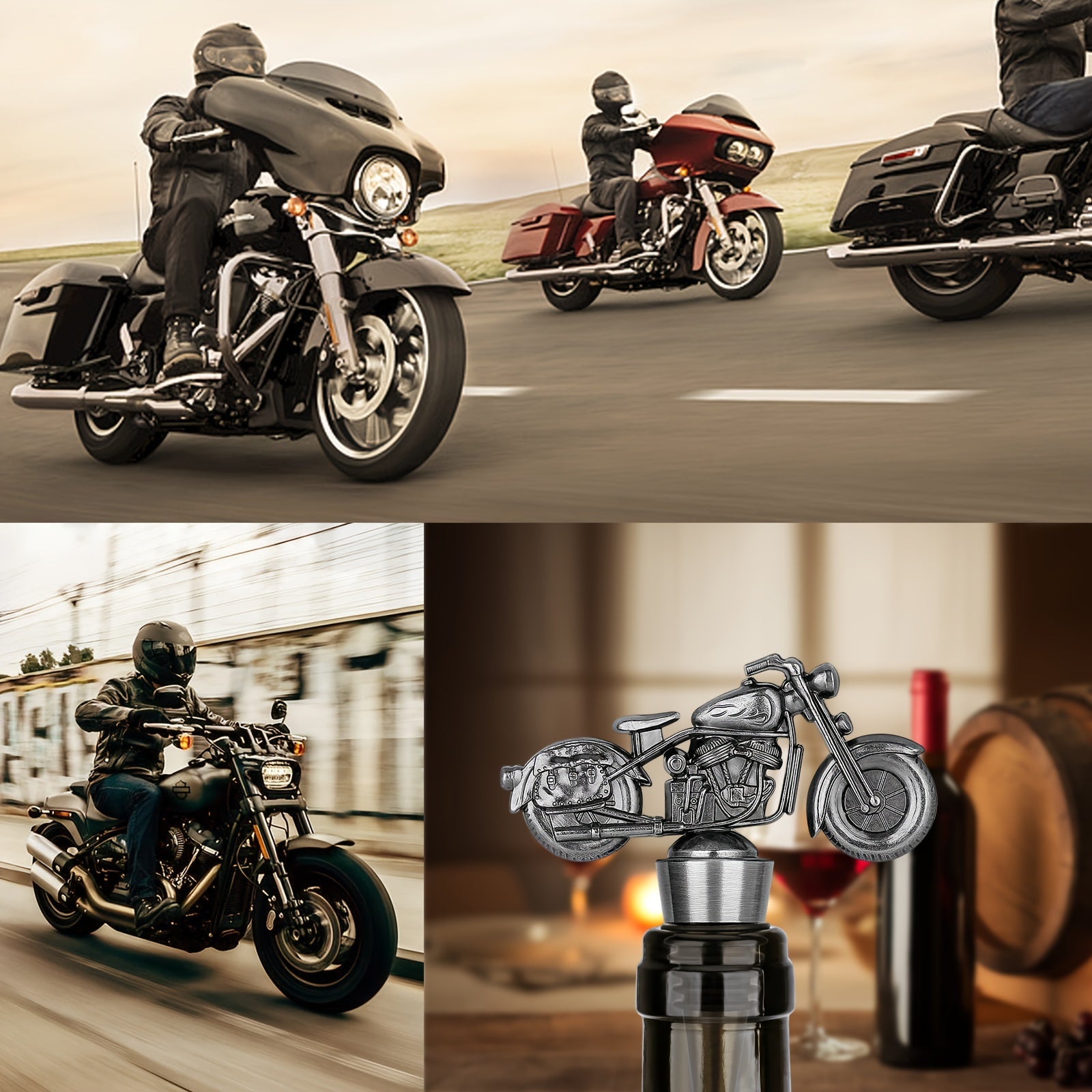 Motorcycle Wine Stopper for Men Gift Idea Durable Metal