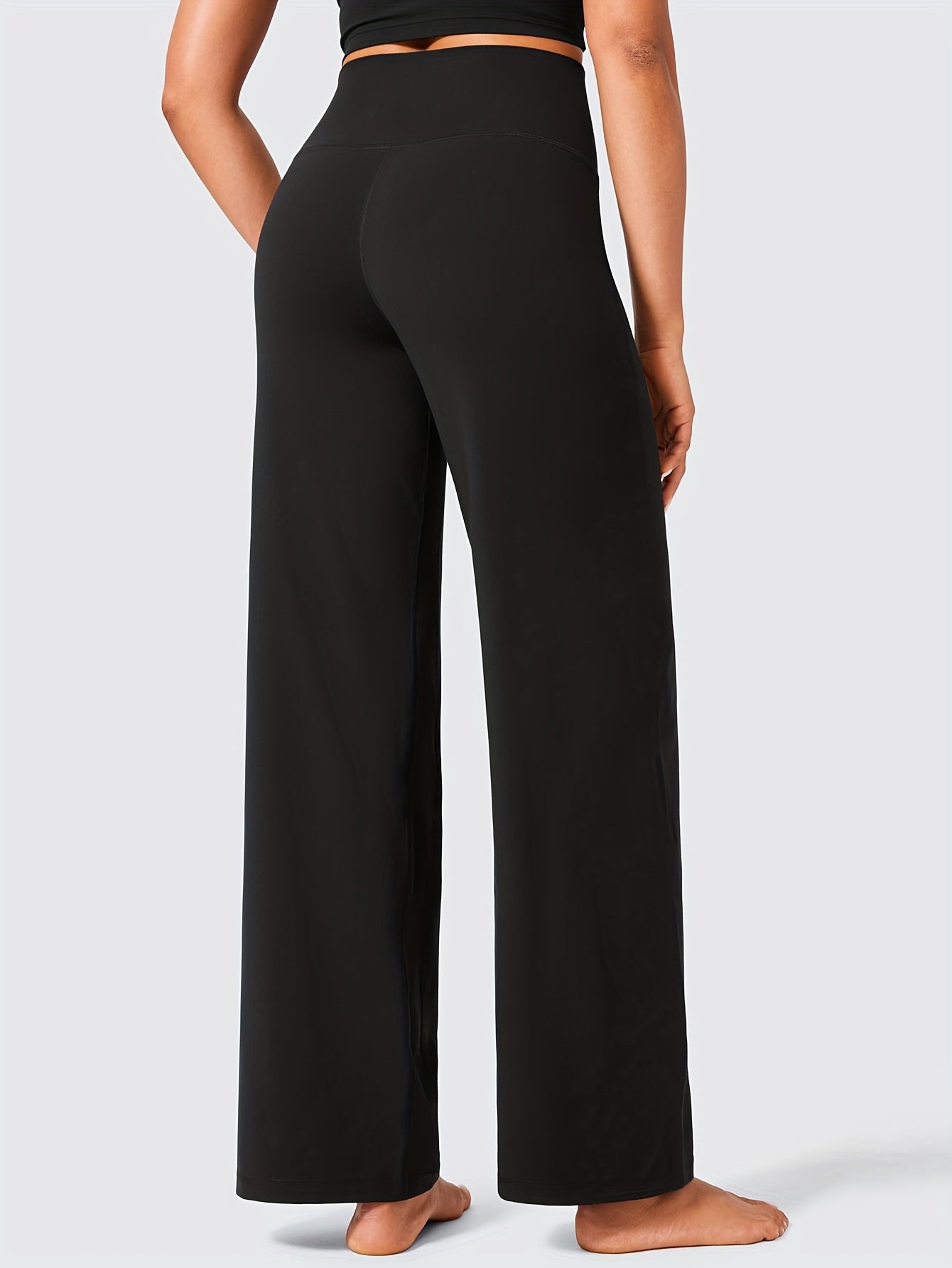 Women's Plus Size High-Waist Stretchy Wide-Leg Joggers with Pockets Gray