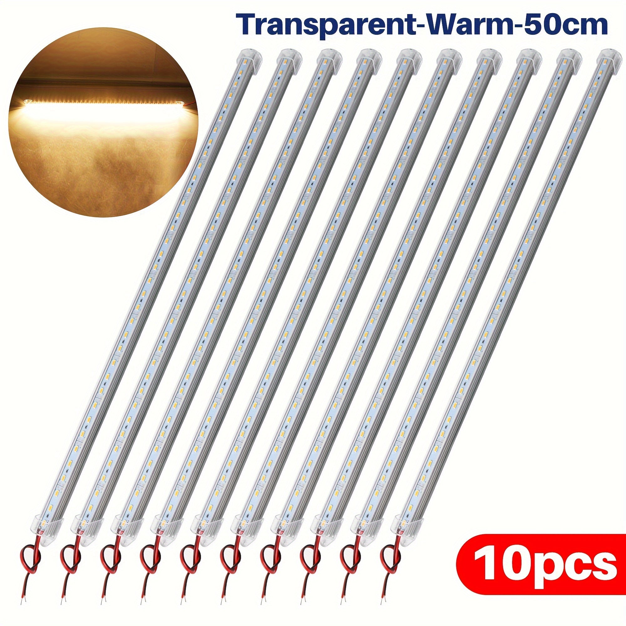 10pcs 12V LED Light Bars 30cm or 50cm with Switch for Vehicle and Trailer