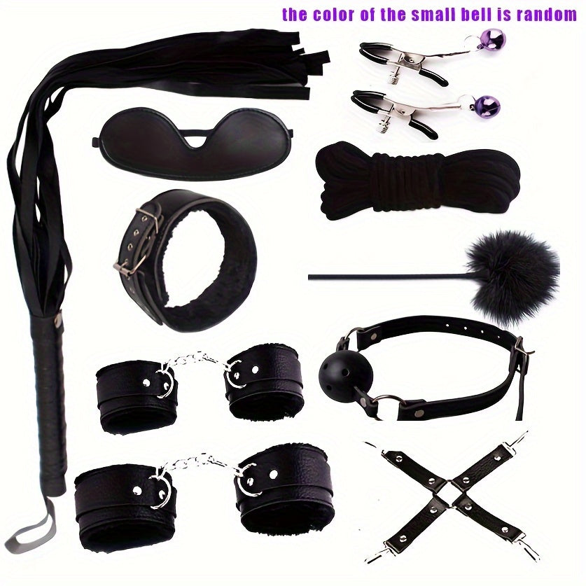 10pcs Adult Bondage Set for Couples Latex-Free Handcuffs Collar Accessories