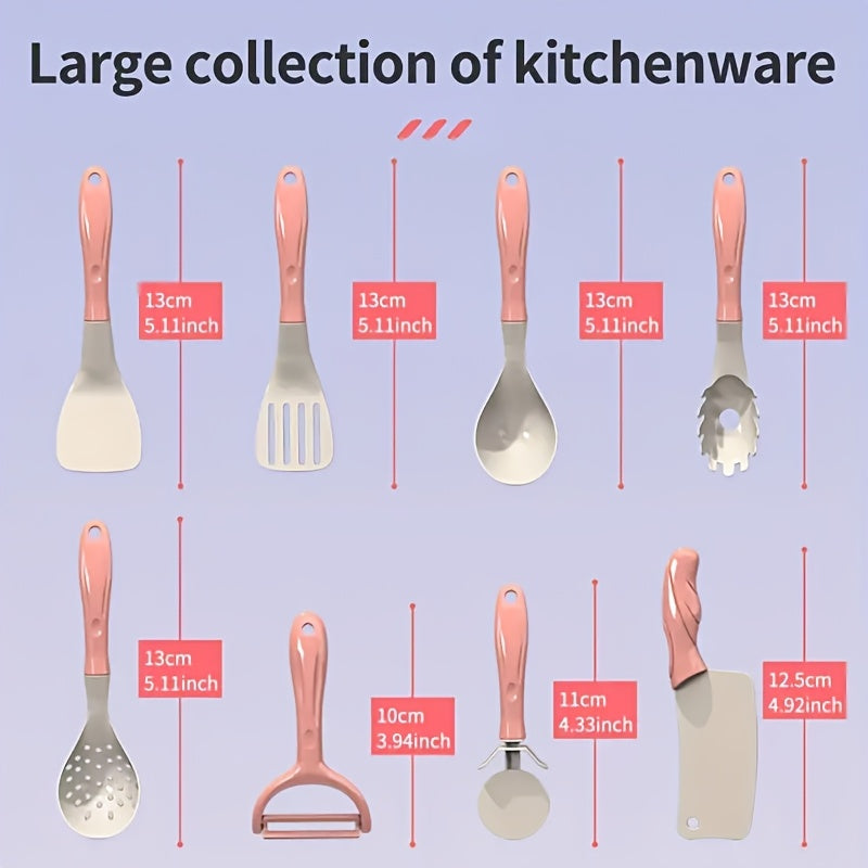 Pink Miniature Cooking Playset for Girls with Utensils Pots Pans Food Kids' Kitchen Toy