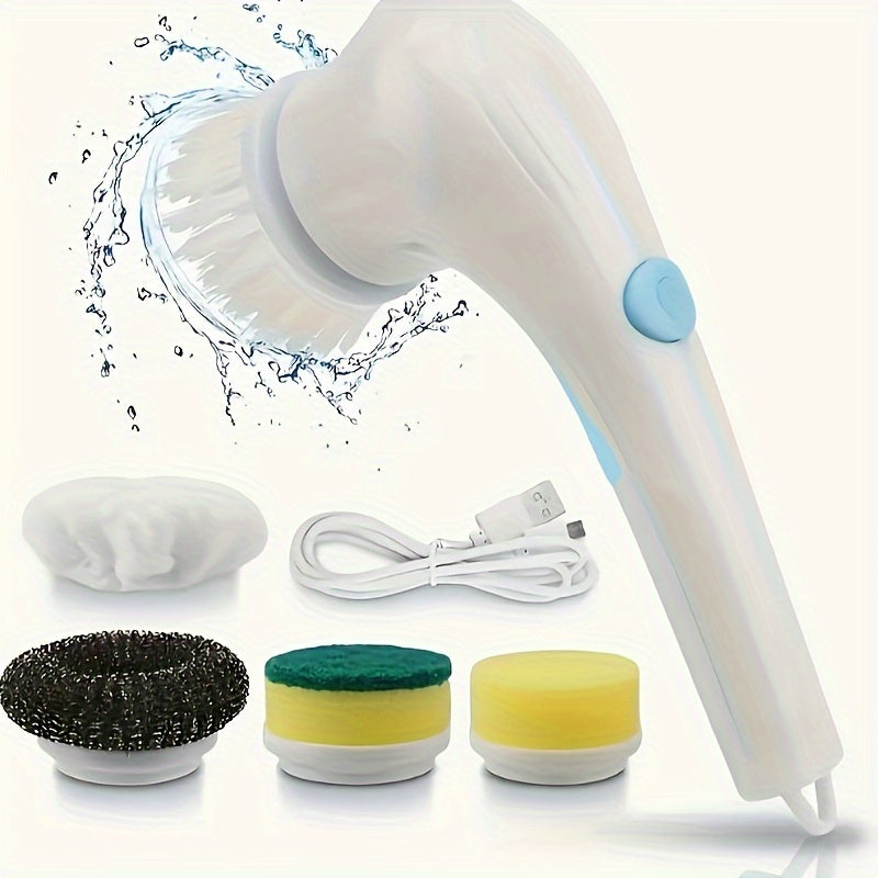 Multi-Functional Electric Cleaning Brush Set with 5 Brush Heads for Kitchen Bathroom and Home