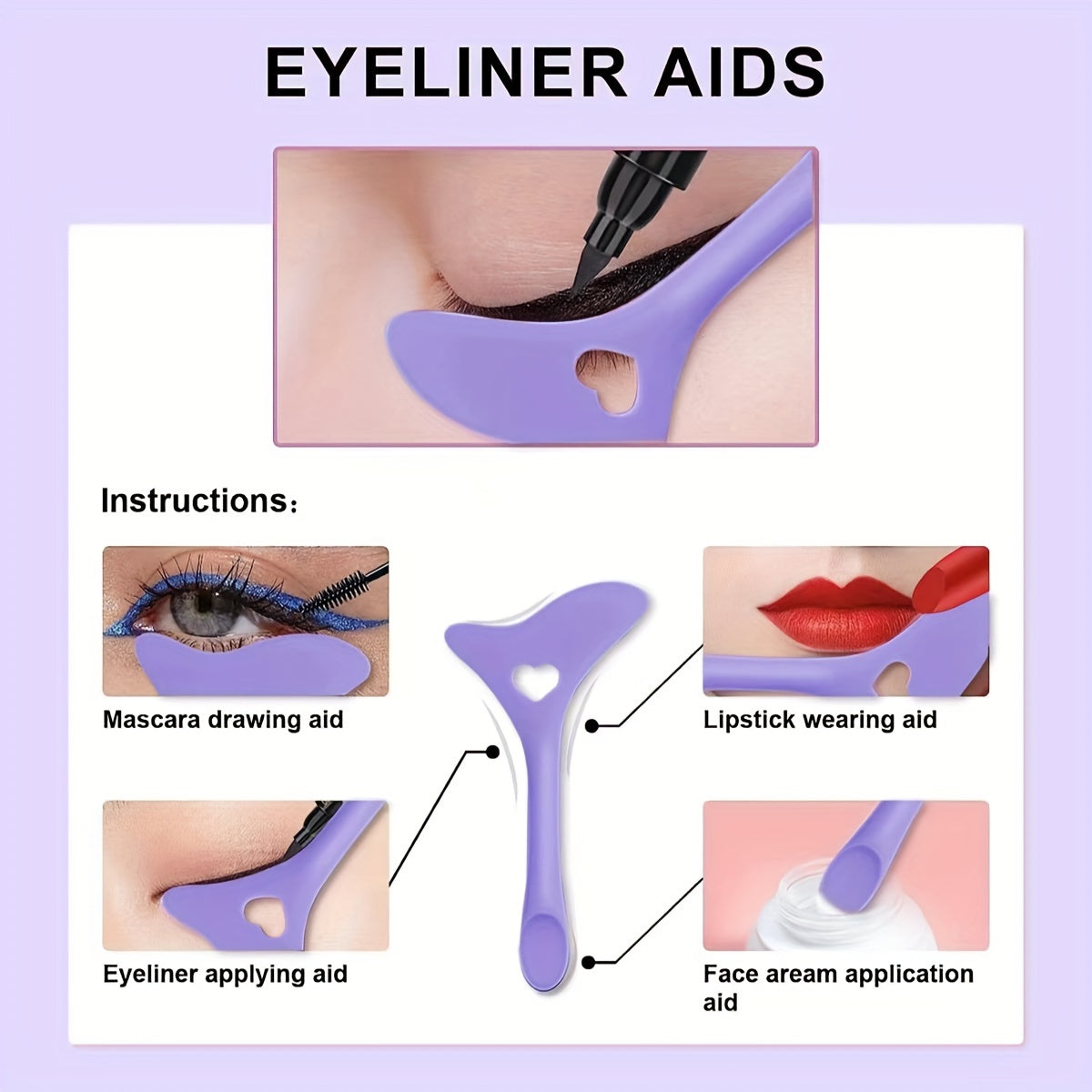 3PC Silicone Makeup Tool Set Eyeliner and Mascara Shields Fragrance-Free