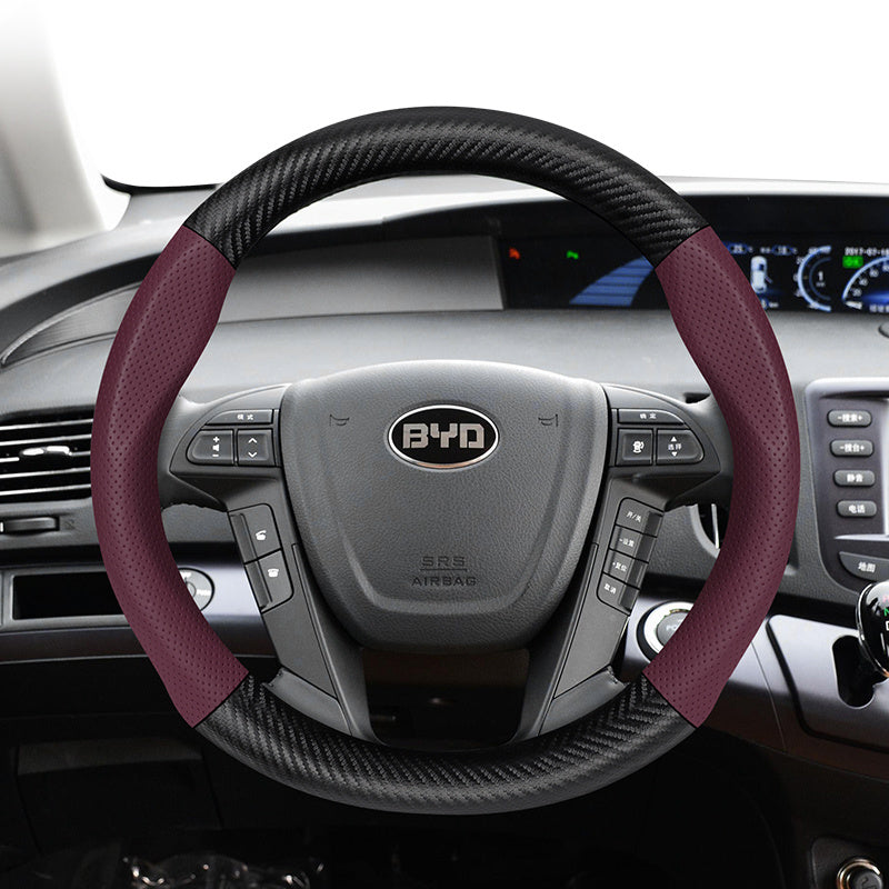 Чехол на руль из карбона с текстурой для 37-38,5 см черный бордовый