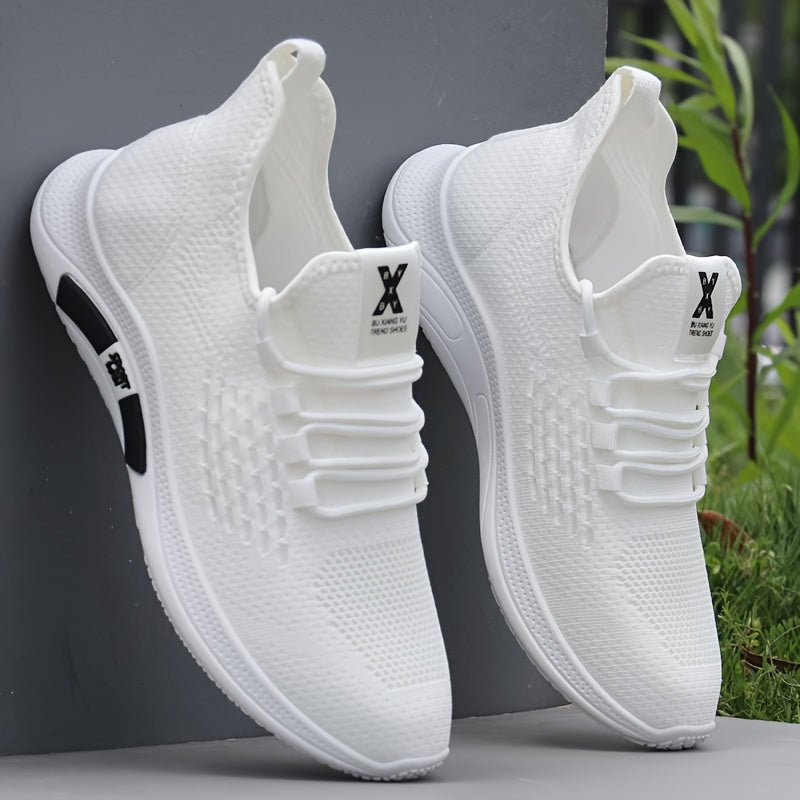 Men's Woven Slip-On Sneakers Breathable Soft Sole Casual Year-Round Workout