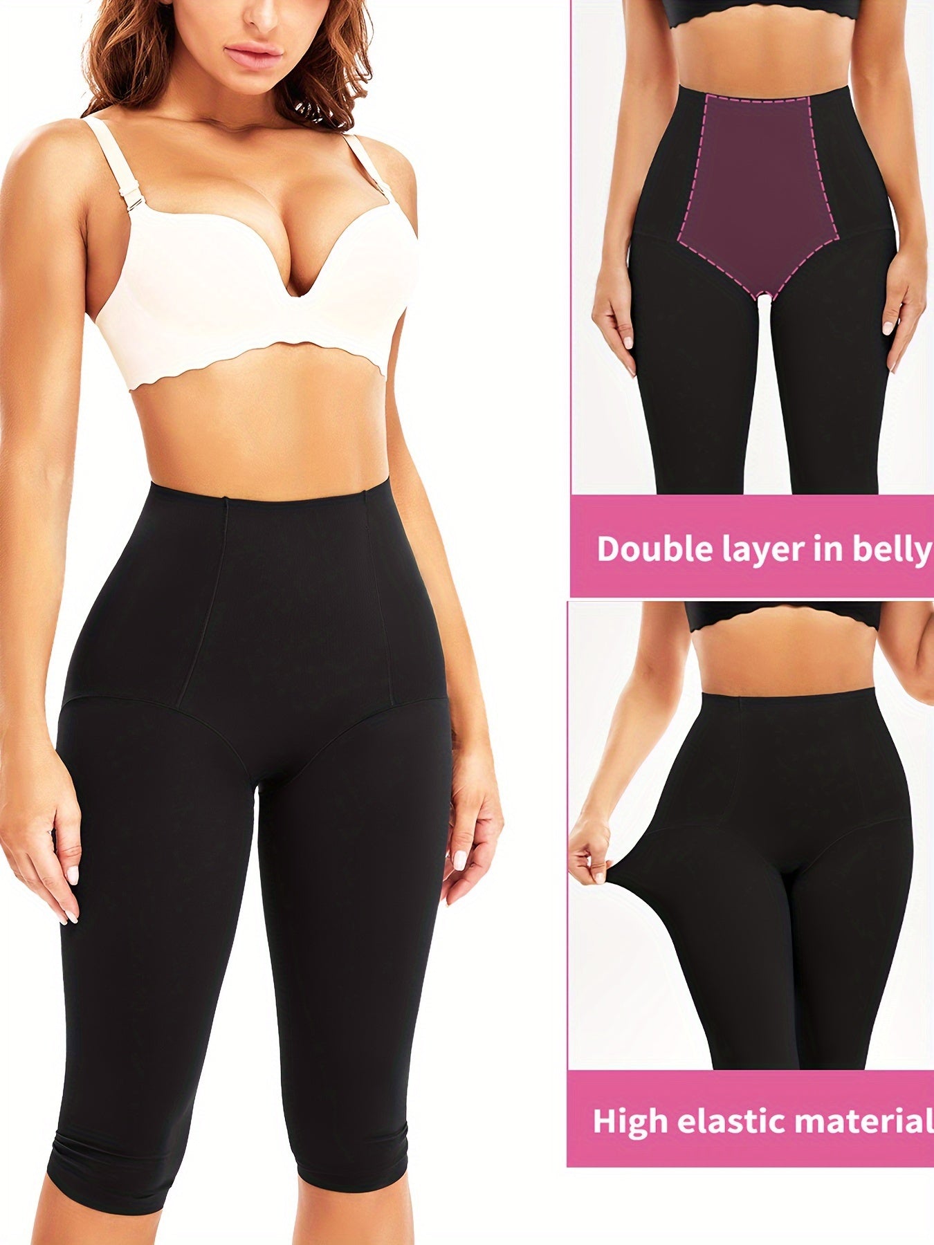 Women's High-Waist Shapewear Capri Pants Tummy Control Butt Lift Nylon Blend