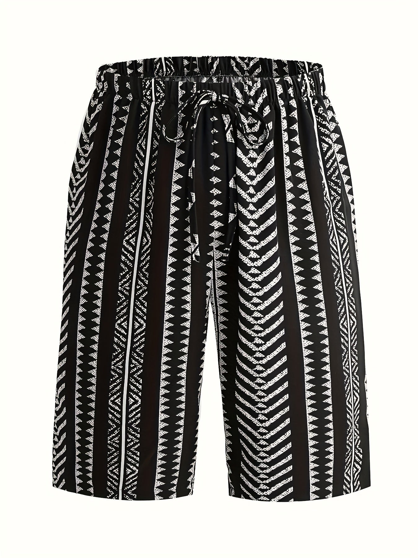 Women Bermuda Shorts Bohemian Tribal Print High-Waisted Loose Fit Summer Lightweight Polyester