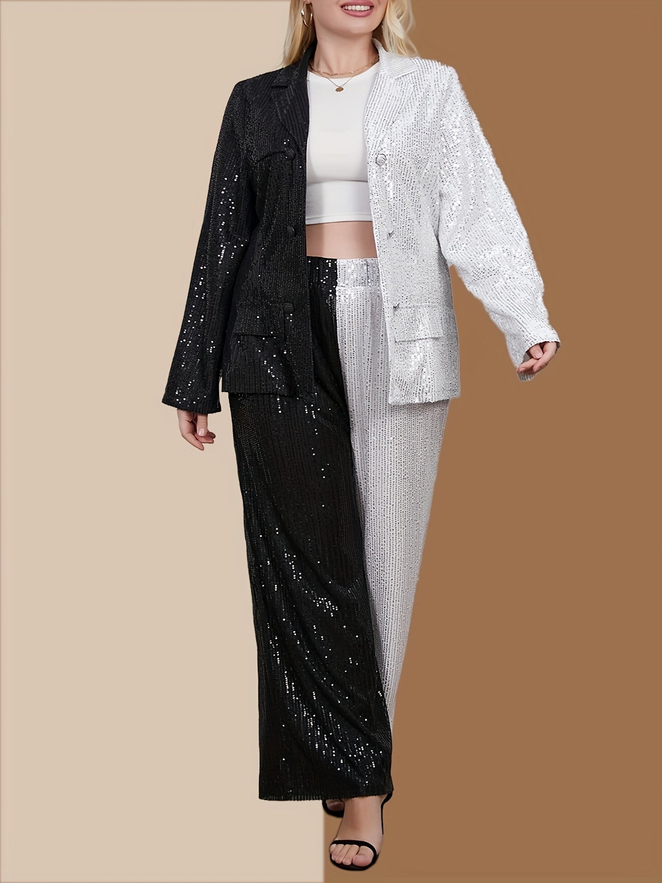 Girl's Stylish Sequin Patchwork Outfit for Special Occasions