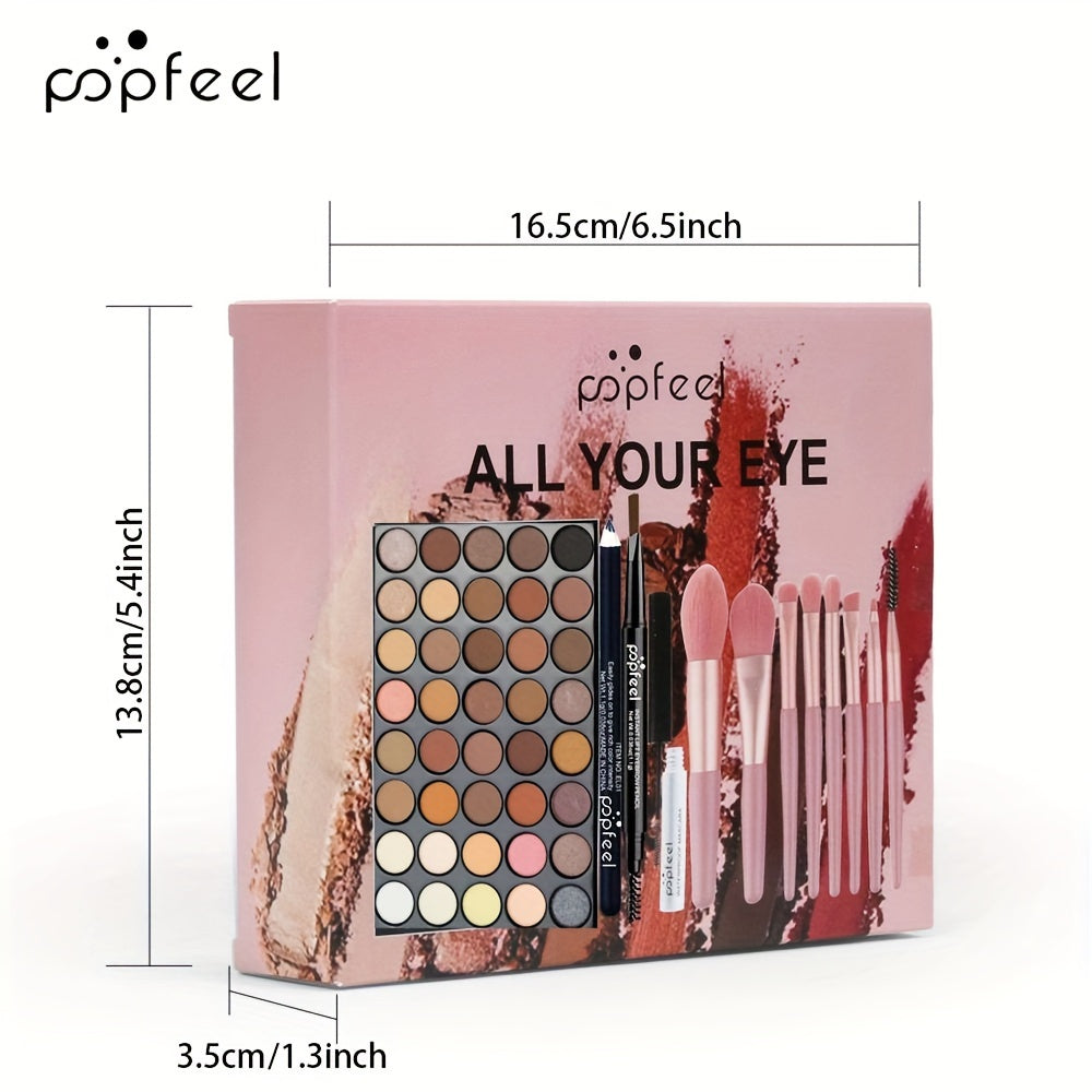 Set de maquillaje de ojos con paleta de 40 colores, máscara, lápiz de cejas y cepillo