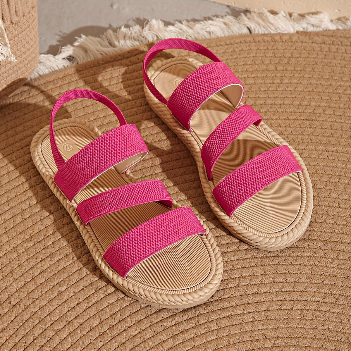 Women Flat Non-Slip Sandals with Elastic Bands and Thick Soles