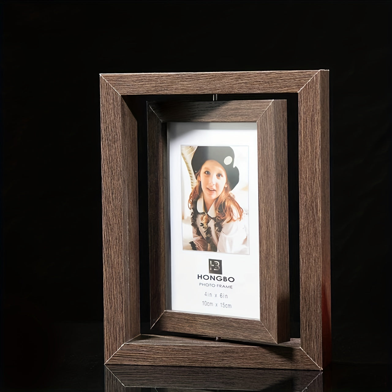 Элегантная настольная витрина для воспоминаний и декора молодежи - вращающаяся фоторамка из соснового дерева размером 6 дюймов.