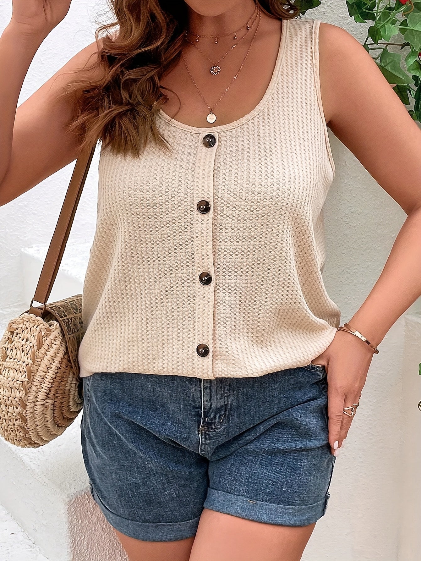 Plus Size Women's Sleeveless Cardigan Summer Top Front Button Lightweight Layering