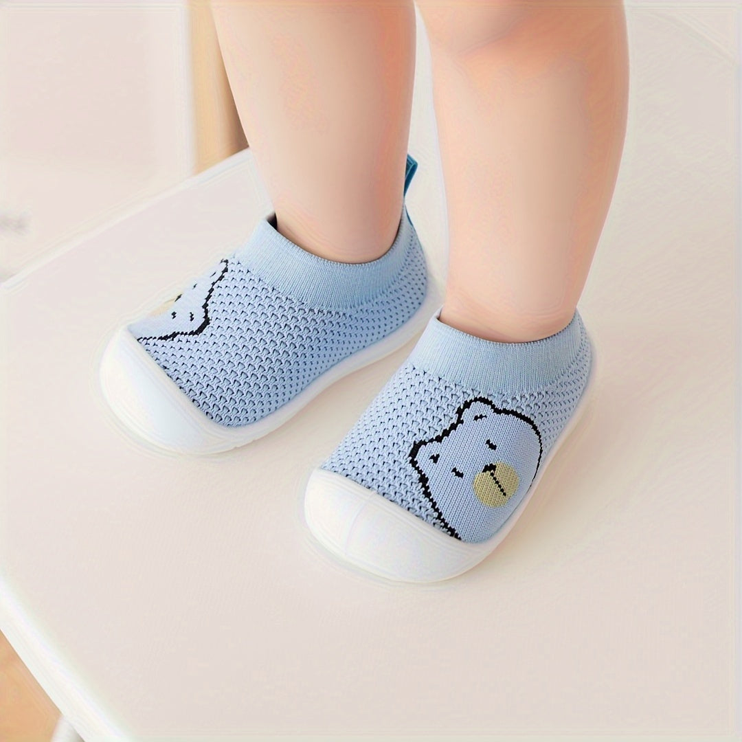 Mushuk tasviri bilan bolalar va kichkina bolalar uchun oson kiyinadigan sport poyabzali, yengil nafas oladigan tarmoq, rezina taglik