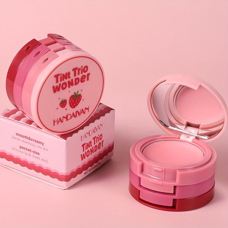 Women 3-in-1 Makeup Palette Contour Blush Highlighter Pink Brown Eyeshadow