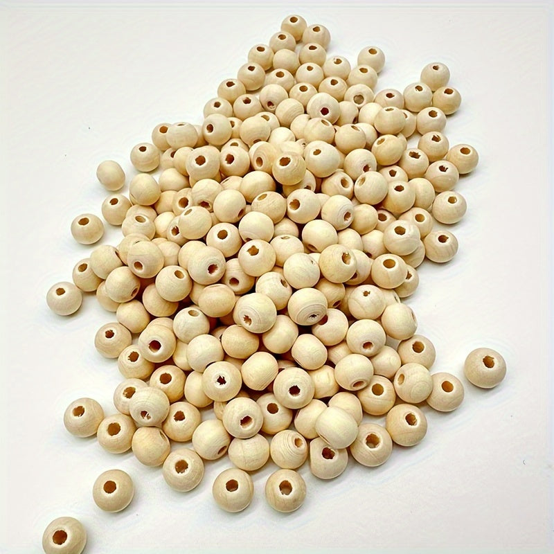 Wooden Beads Set 1105 Pieces in 6 Sizes for DIY Jewelry Crafting