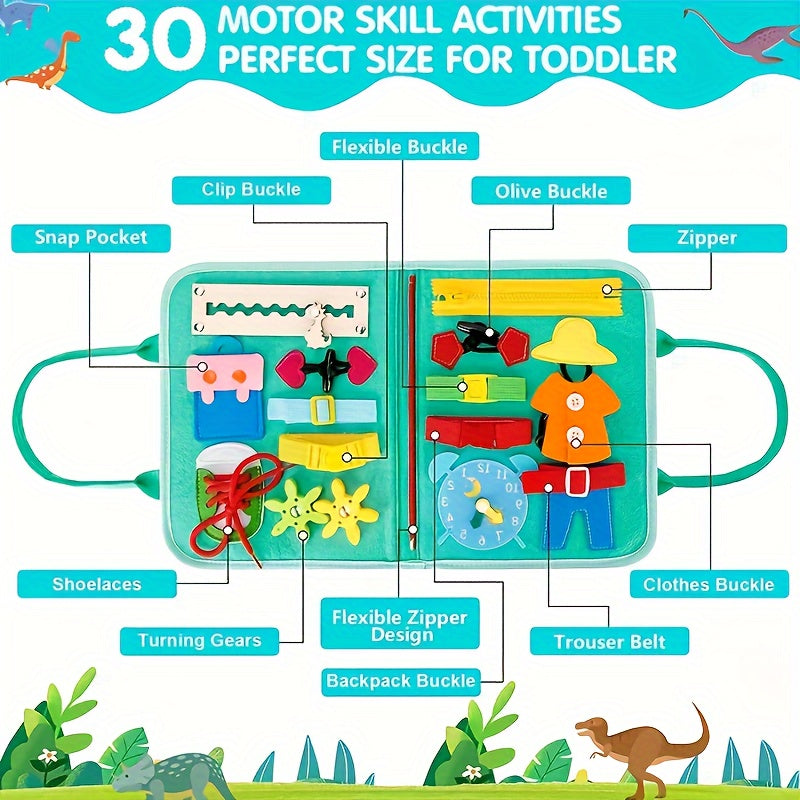 Tablero de actividades para bebés, juguete de tela para juego de coordinación motora para niños pequeños, azul y verde