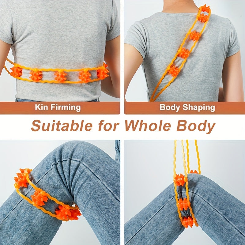 Sayohat, ofis, sport va uyda foydalanish uchun portativ orqa massaj roliki arqon. Mustahkam plastik, sozlanadigan tasmalari va bo'yin va orqa massajlari uchun tuzilgan roliklari bilan.