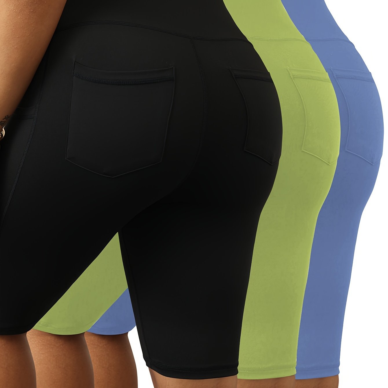 Women's Oversized Bicycle Shorts with Pockets, High Waist, Hip Lifting, 3 Pack