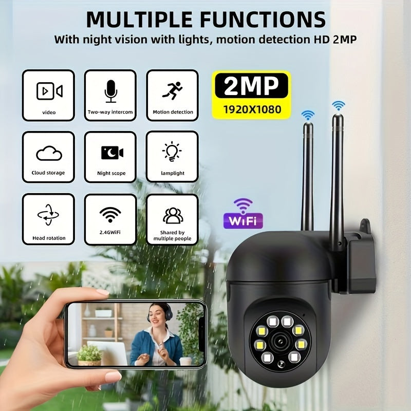 Wireless 1080P HD PTZ Security Camera with Auto-Tracking Night Vision and Two-Way Audio