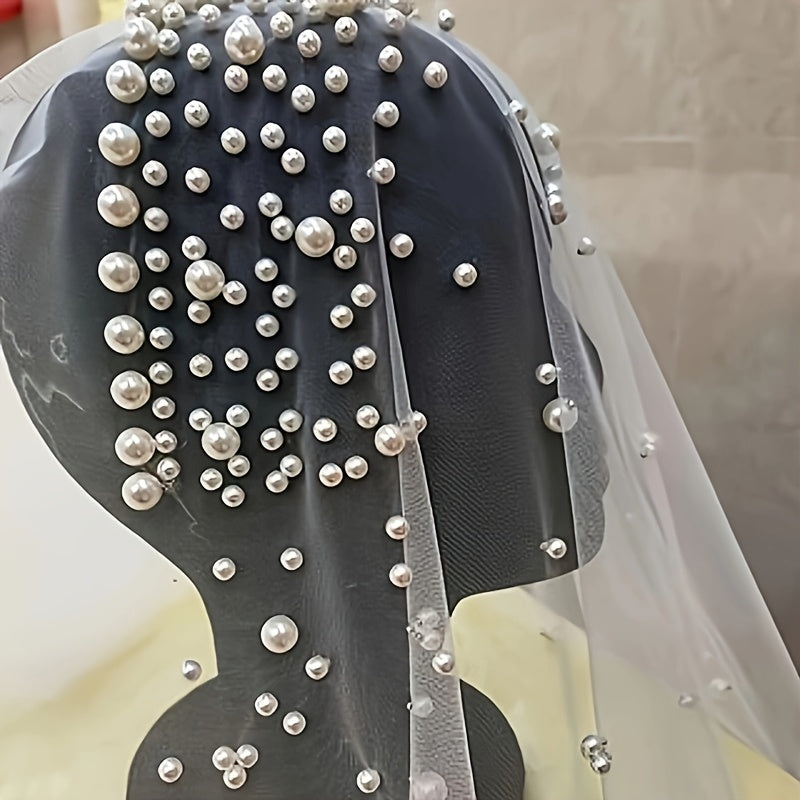 Свадебная фата с длинным шлейфом, украшенная бисером, для поездки и фотосессии