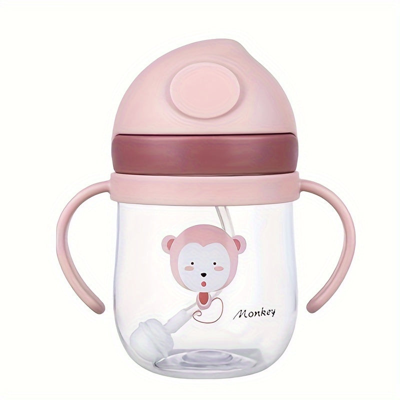 Kids 250ml Cartoon Print Leak-Proof Plastic Drinking Mug with Straw BPA-Free