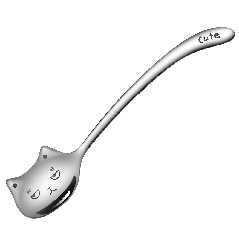 Stainless Steel Cat Spoon with Long Handle for Coffee Tea Dessert Gift