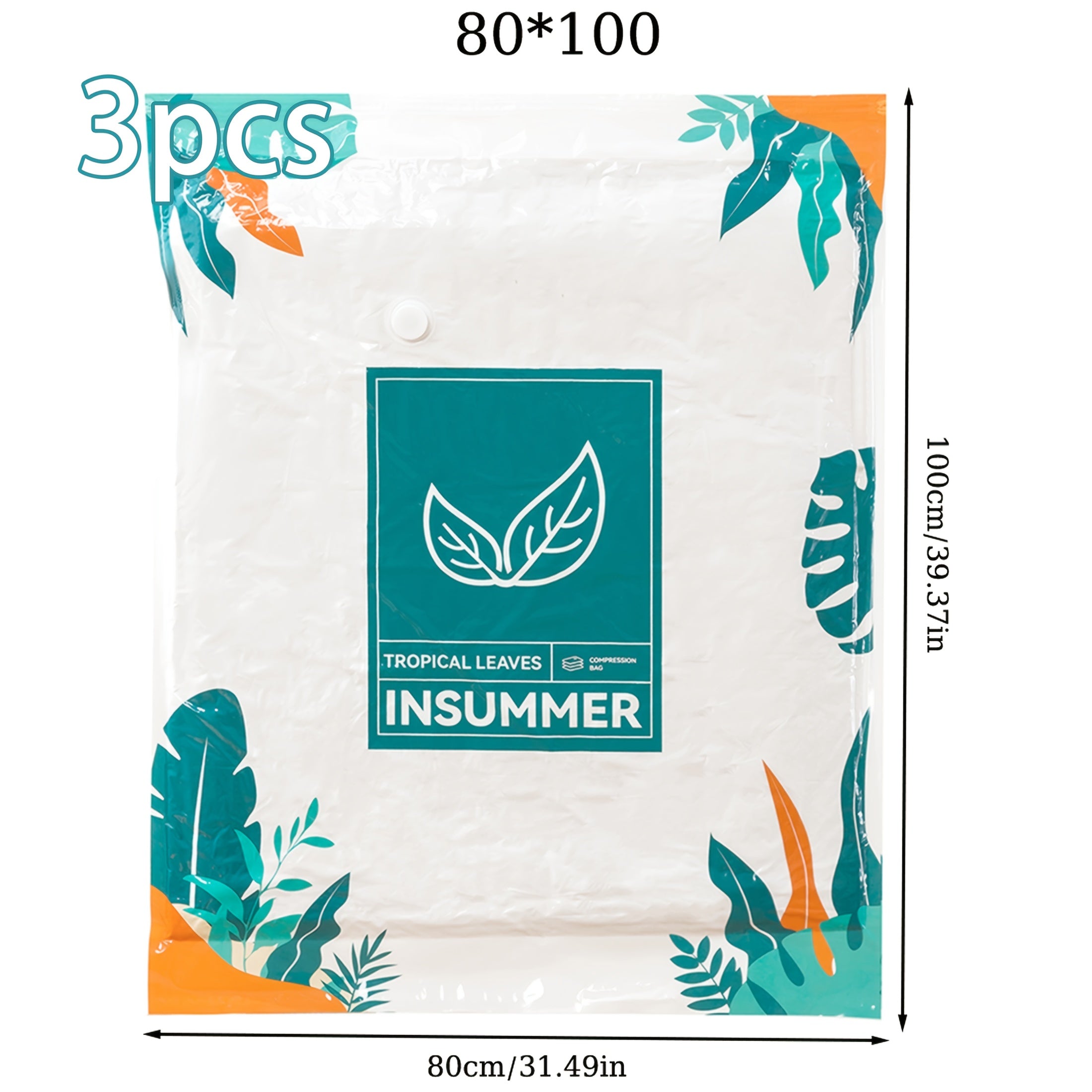 3-to'plam Tropik bargli vakuum saqlash sumkallari quvnoq va kiyim-kechak uchun