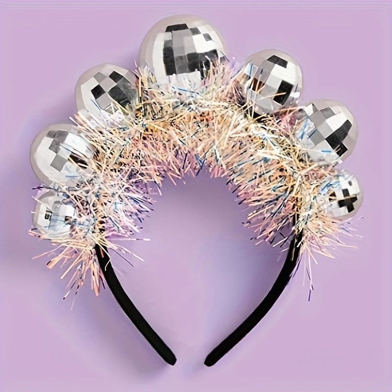 Rhinestone Glitter Disco Ball Headband for Christmas and New Year Festival Party