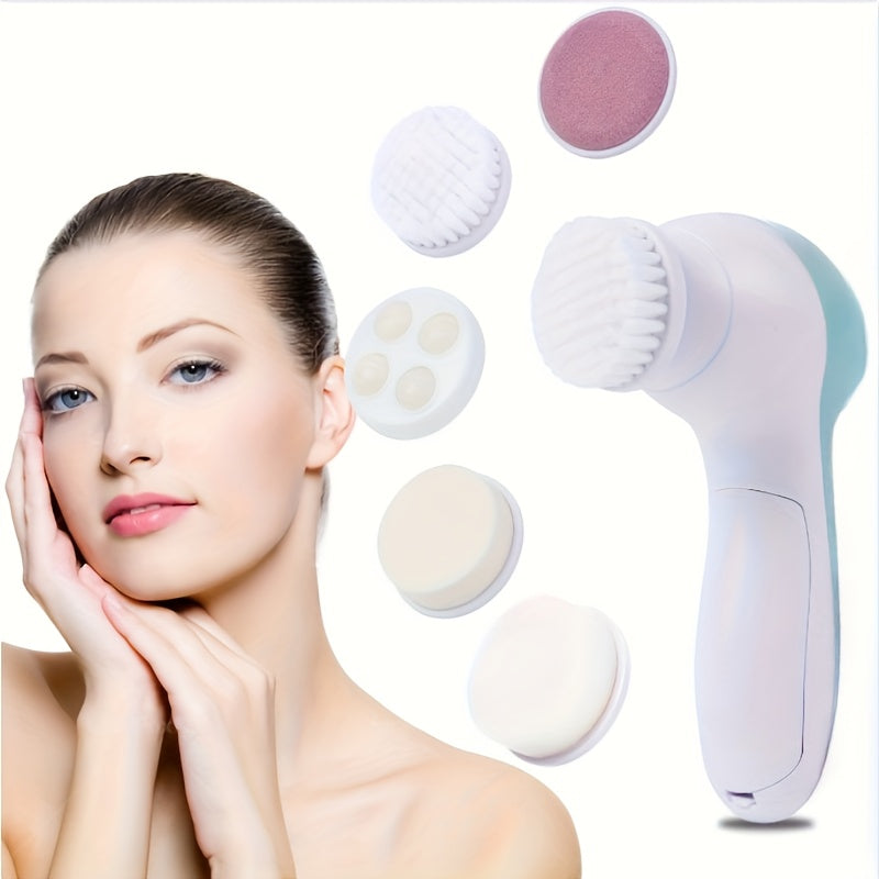 5 funksiyali elektr aylanuvchi go'zallik qurilmasi: yuz tozalagich, yuz yuvish mashinasi, massaj qiluvchi va po'lat tozalagich.