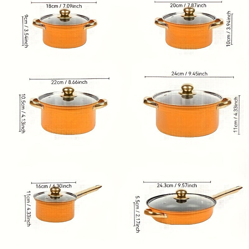 12-Piece Stainless Steel Cookware Set with Non-Stick Coating and Gold Handles