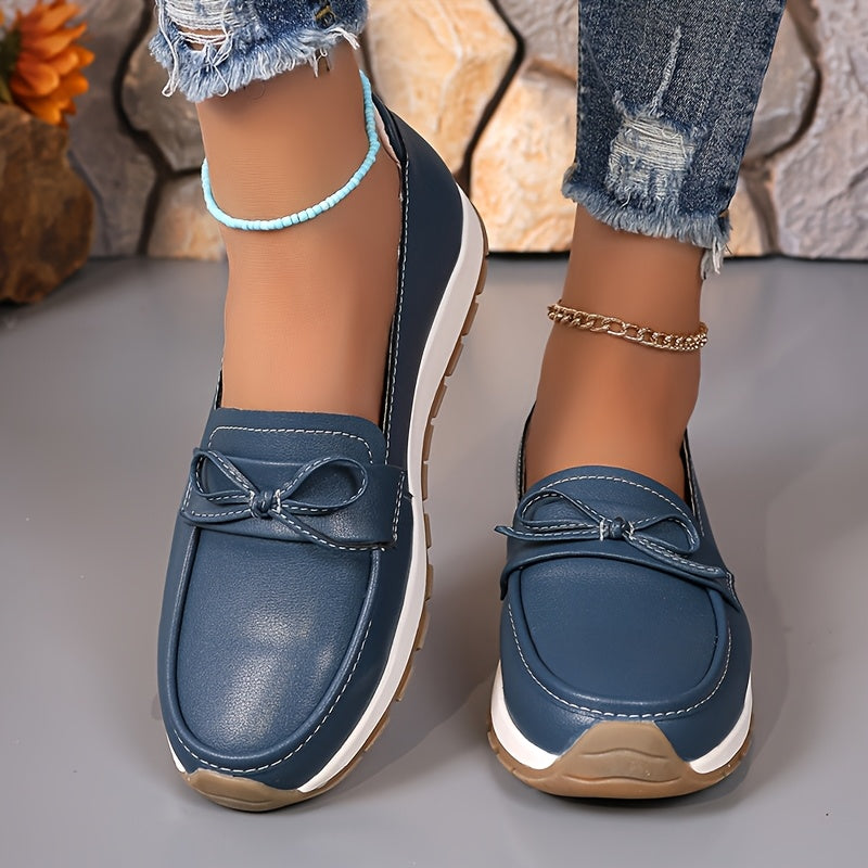 Women's Bowknot Loafers Slip-On Flats Non-Slip Casual Shoes in Multiple Colors