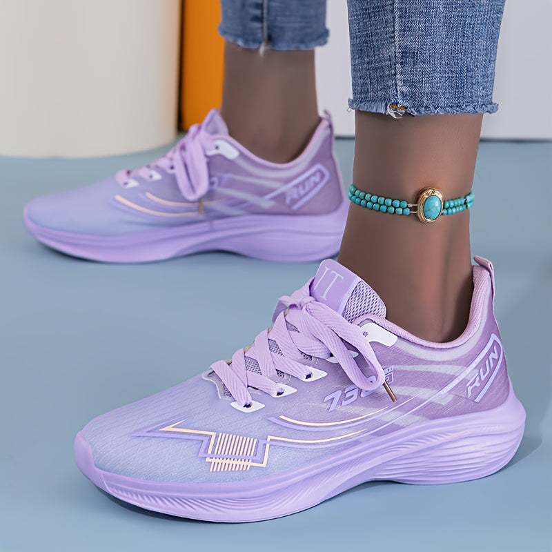 Women’s Knit Sneakers Pastel Purple White Lightweight Breathable Casual Shoe
