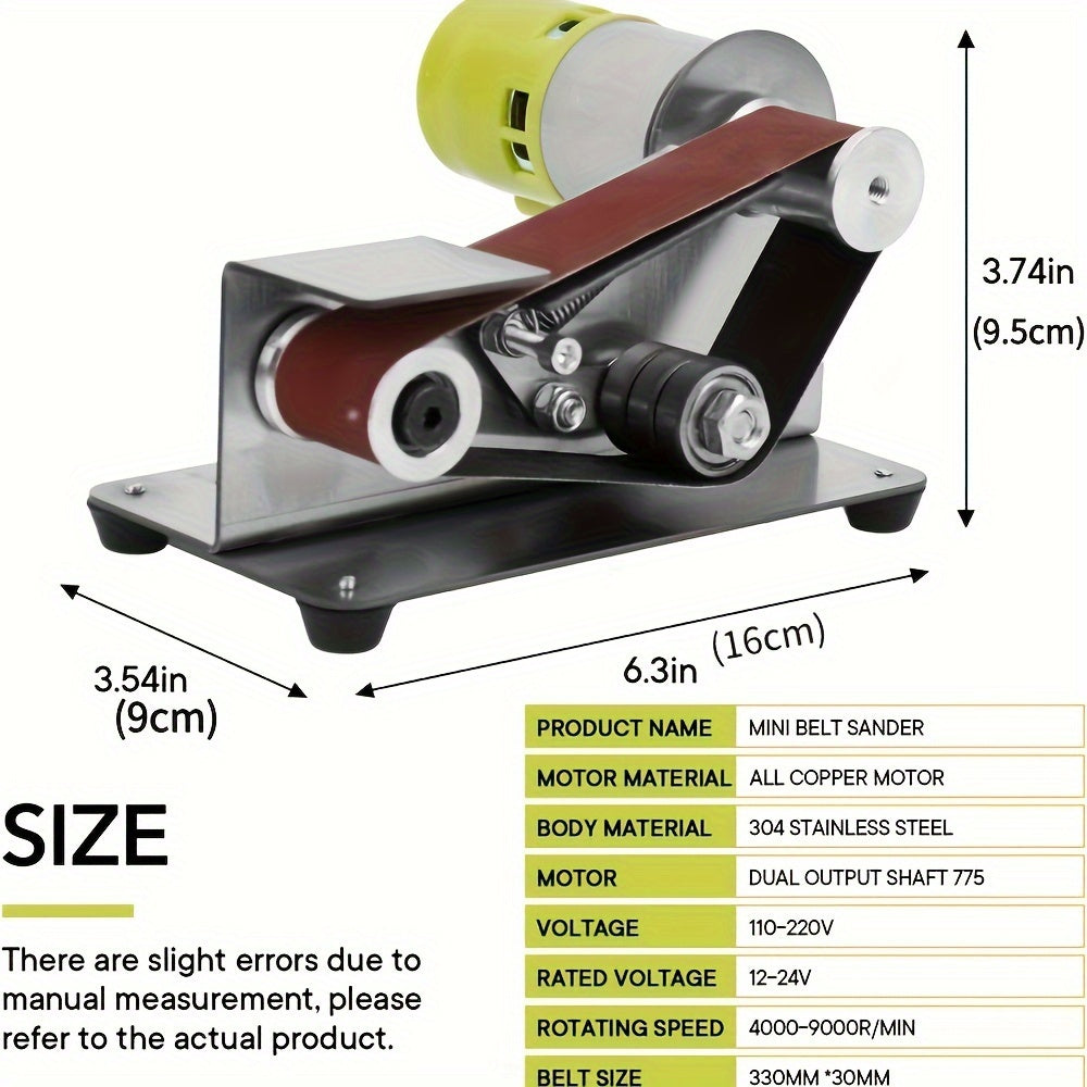 Mini Belt Sander with 7 Adjustable Speeds for Metal and Wood Grinding