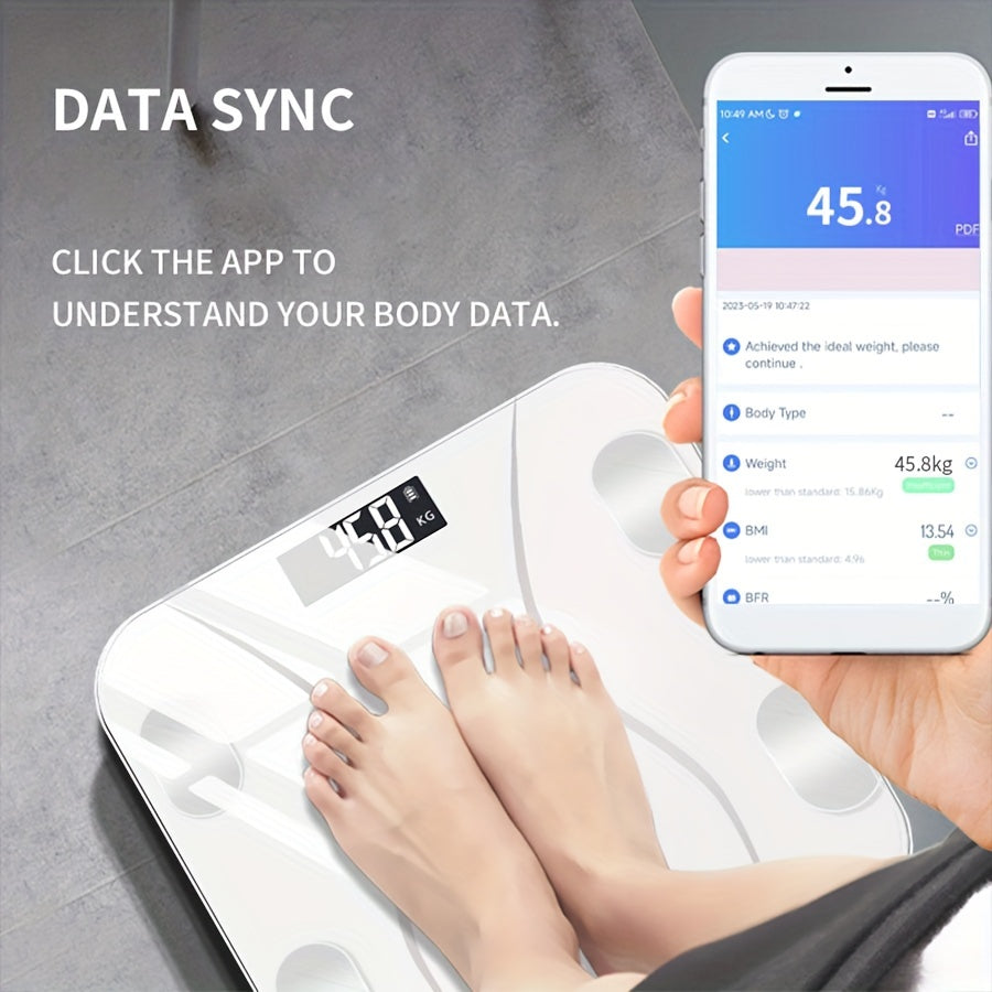 Uy sharoitida aniq sog'liqni nazorat qilish uchun telefon bilan ulanishi mumkin bo'lgan elektron shkala. Har ikkala jins uchun ham mos.