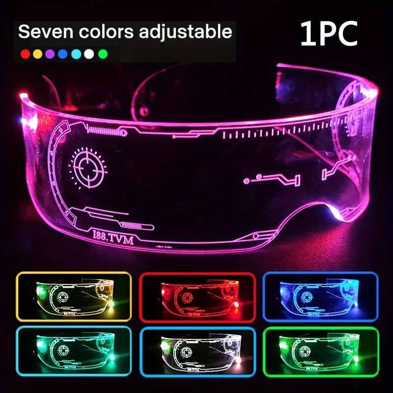 Gafas con luz LED para fiestas y festivales, gafas de ciencia ficción cyberpunk de 7 colores