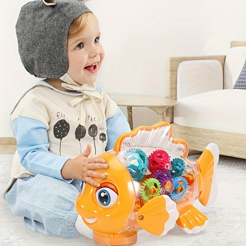 Kids' Clown Fish Swing Toy Light-Up Musical Transparent Swimming Fish for Children