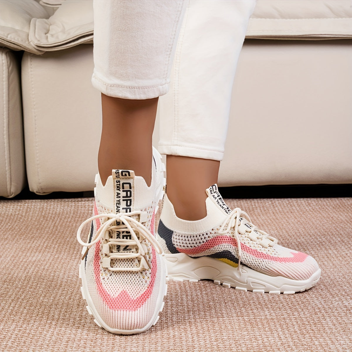 Women's Mesh Platform Sneakers Casual Low Top Tennis Shoes Plus Size