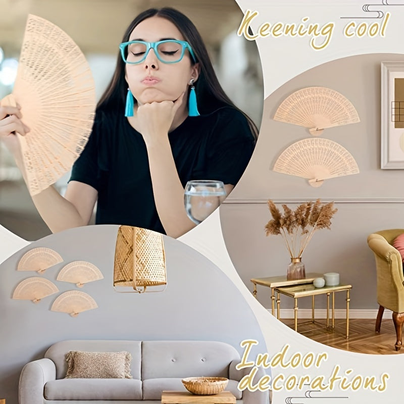 Set of 24 Elegant Wooden Folding Wedding Fans for Bridal Party Favors