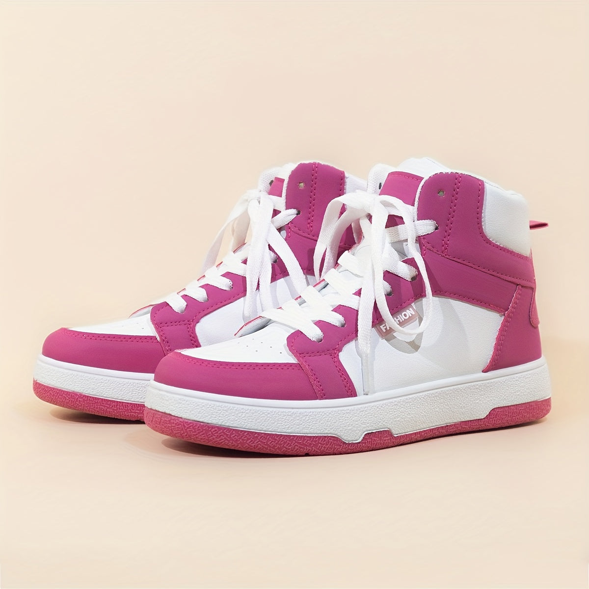 Women's High-Top Sneakers Colorblock Lace-Up Casual Shoes Non-Slip Sole