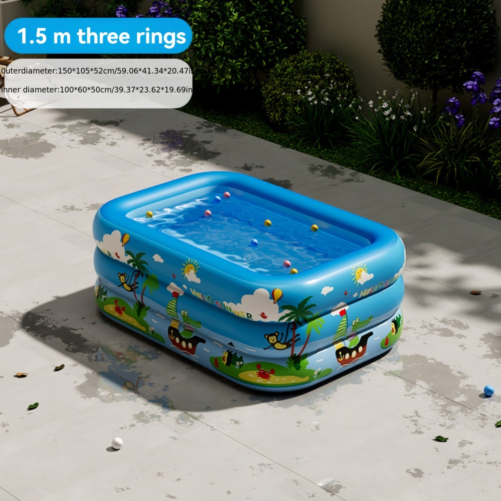 Adult Inflatable PVC Pool for Indoor and Outdoor Use 150x105x52cm with Multiple Components
