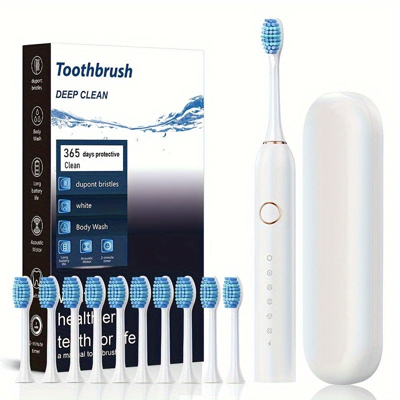 Adult Electric Toothbrush Kit Deep Clean Soft Bristles USB Rechargeable