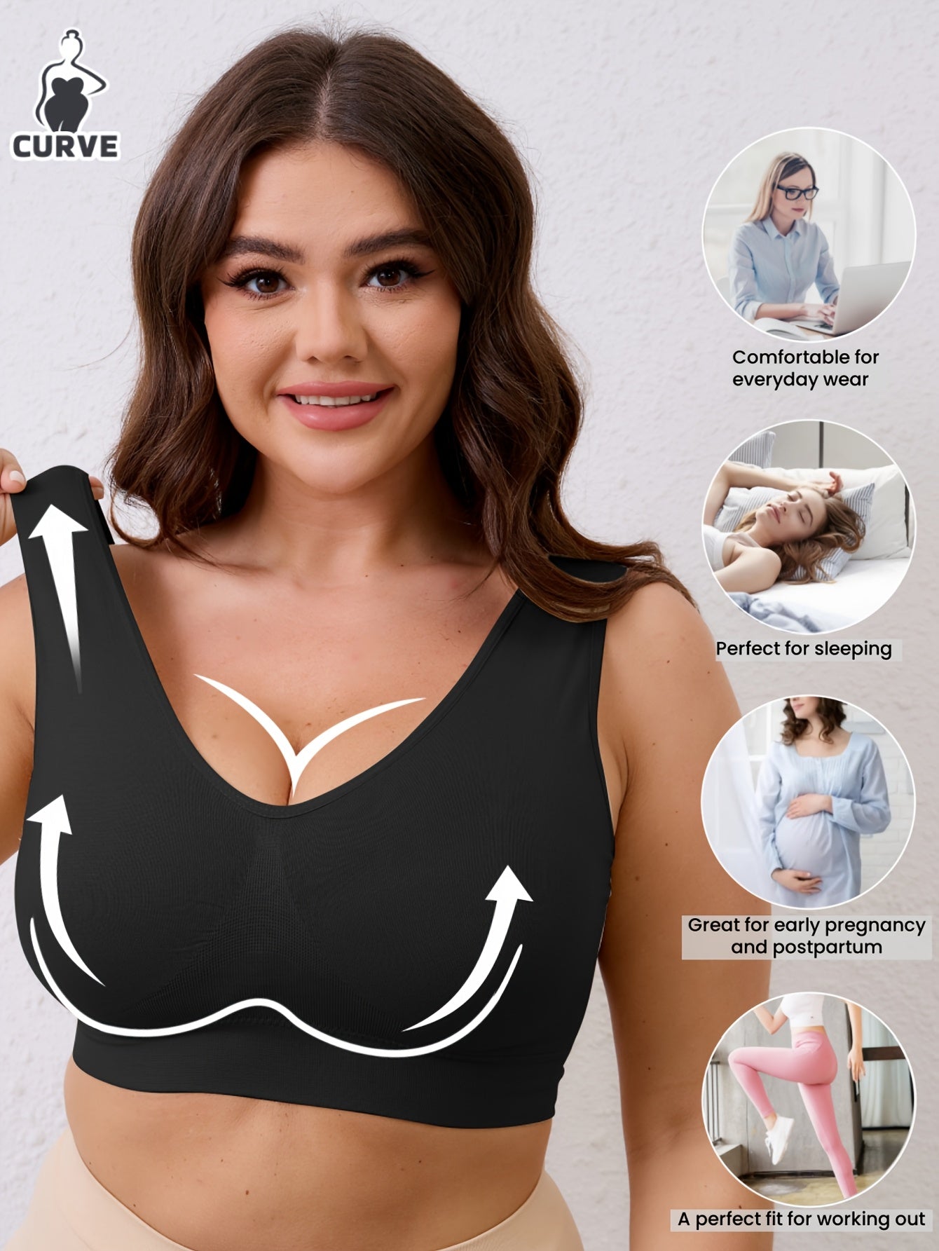 Women's Plus Size Seamless Breathable Sports Bras for Yoga Running 0XL-5XL