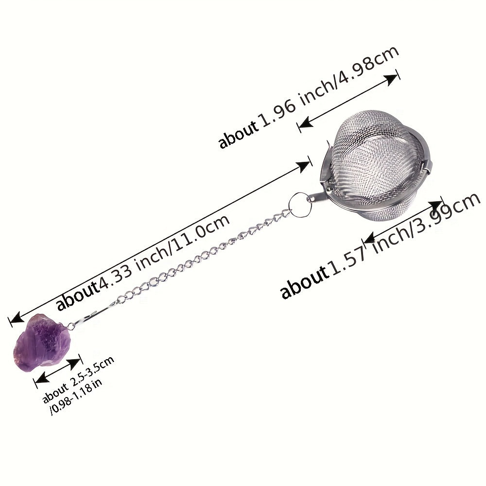 Stainless Steel Tea Filter Maker with Natural Crystal Stone