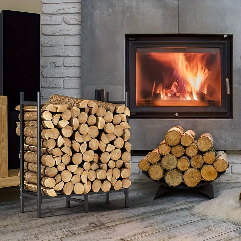 Indoor Outdoor Metal Log Storage Rack Heavy Duty Firewood Holder 243.84 cm