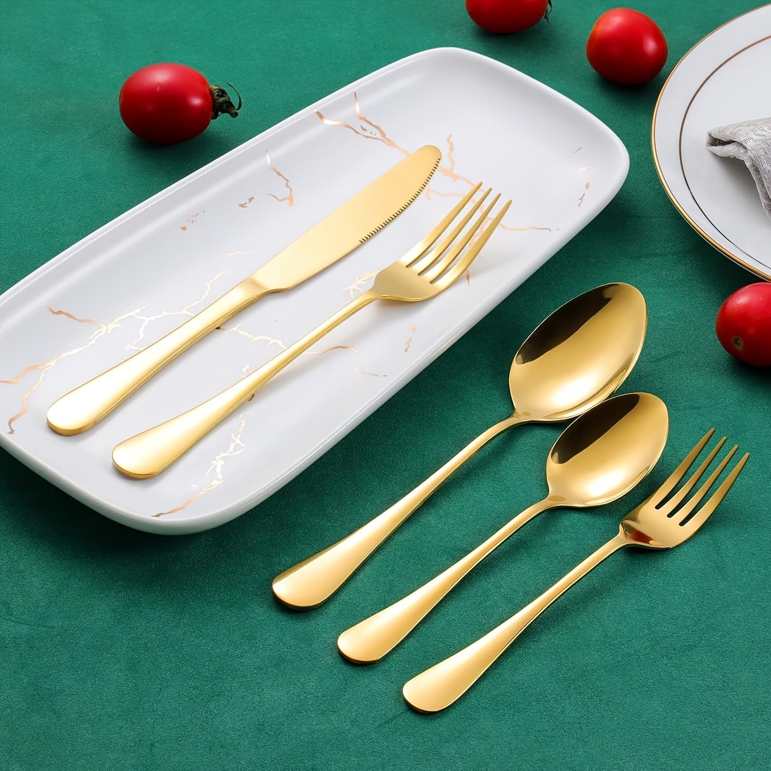 Set of 40/60 Stainless Steel Cutlery Gold Finish Mirror Polished Dishwasher Safe for Special Occasions